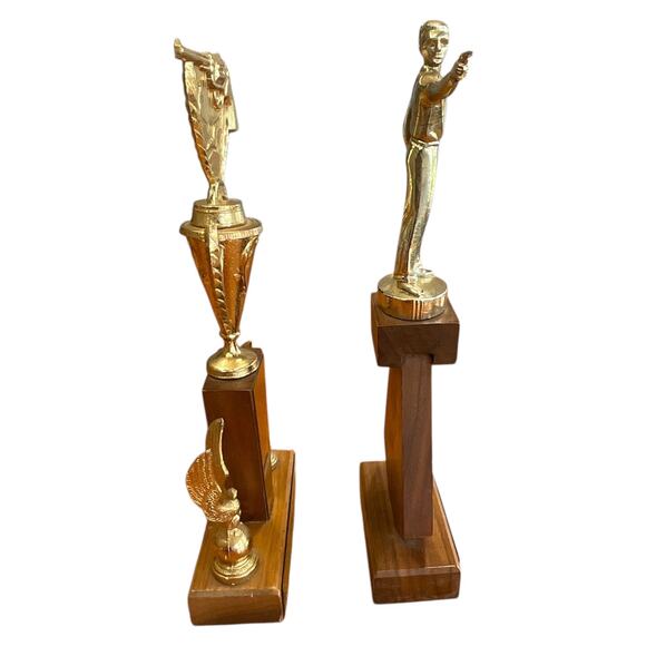 Vintage 1962 1963 Old Trails Shooting Trophies Pair Winner and‎ 2nd Place Trophy - Picture 8 of 9